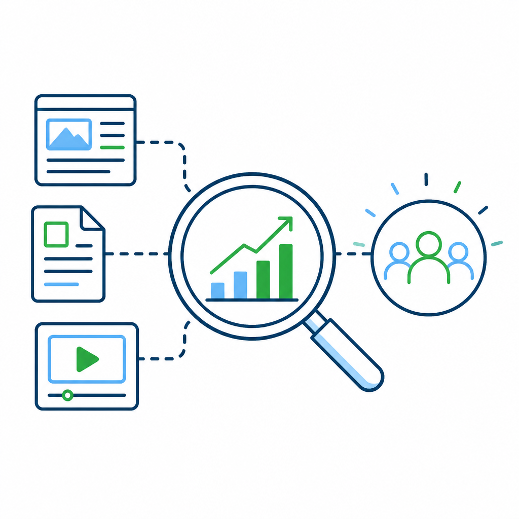 Illustration symbolizing research and content visibility